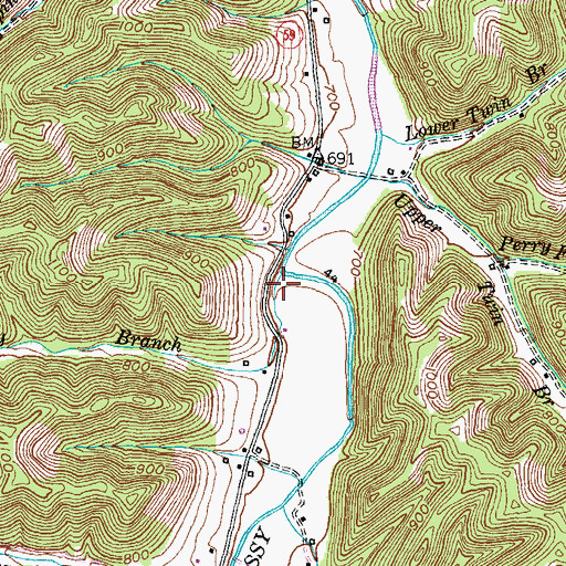 Topographic Map of Pressley Branch, KY