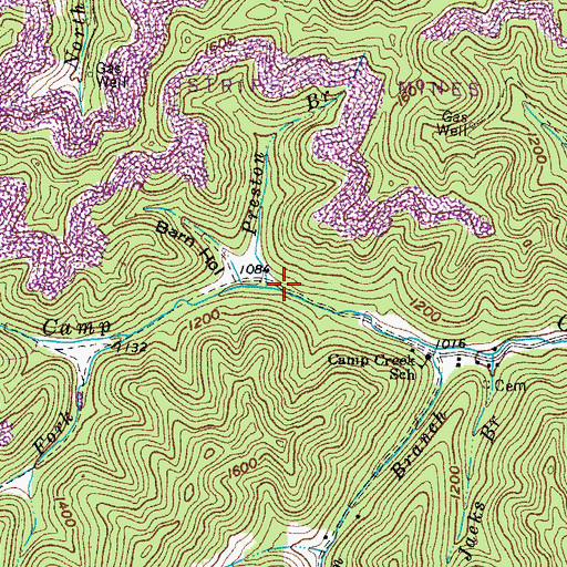 Topographic Map of Preston Branch, KY