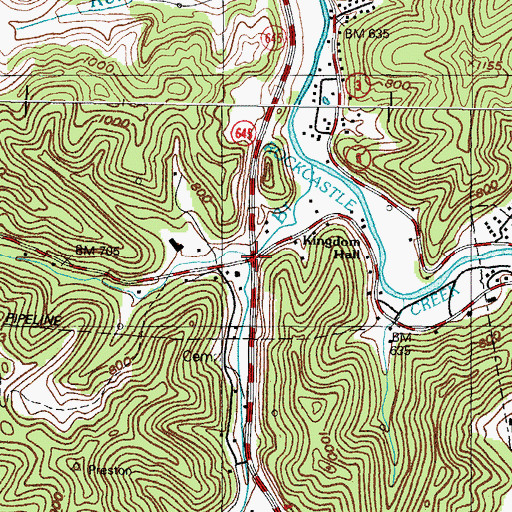 Topographic Map of Preston Branch, KY