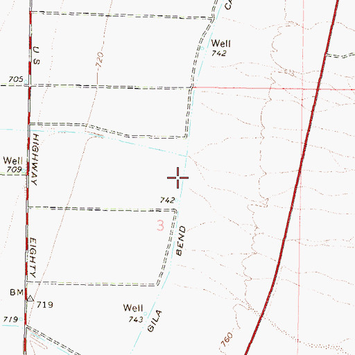Topographic Map of Gila Bend Canal, AZ