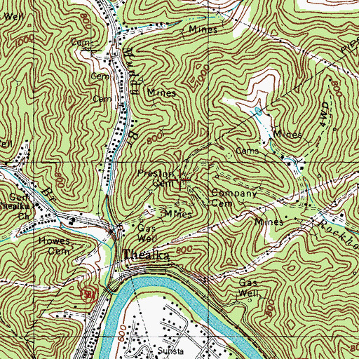 Topographic Map of Preston Cemetery, KY