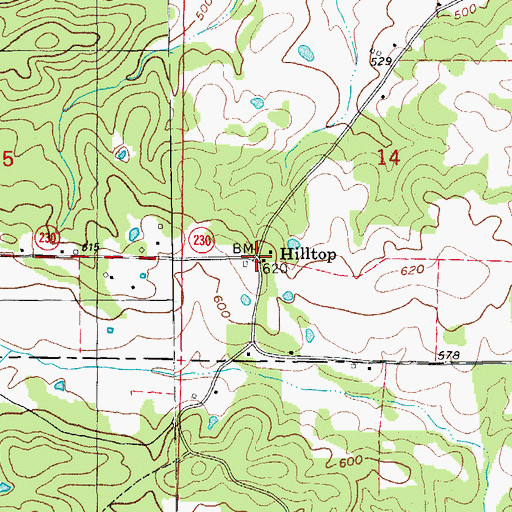 Topographic Map of Hilltop, AR