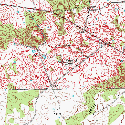 Topographic Map of Prewitt Cemetery, KY