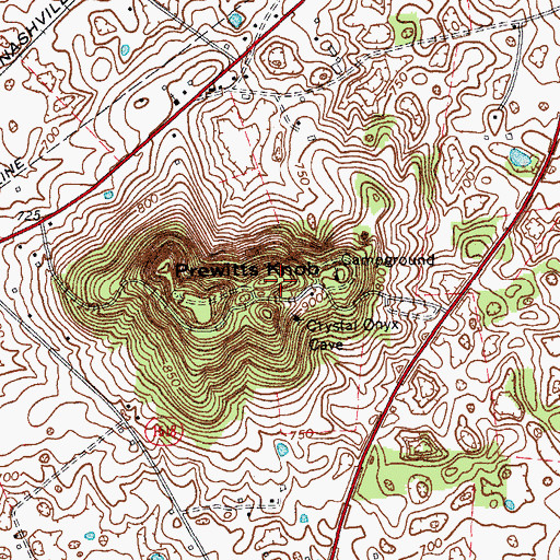 Topographic Map of Prewitts Knob, KY