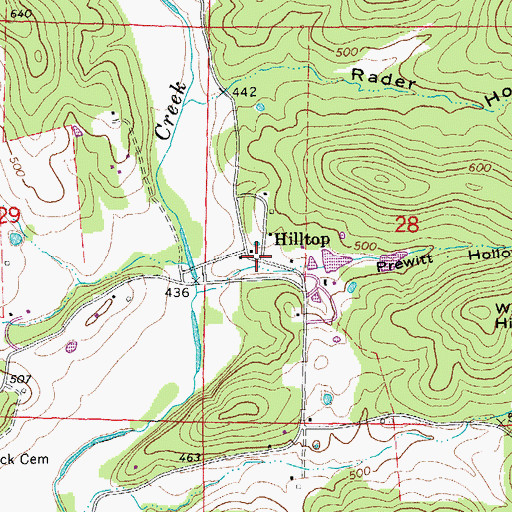 Topographic Map of Hilltop, AR