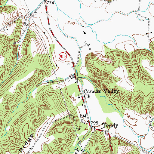 Topographic Map of Price Creek, KY