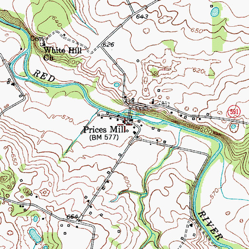 Topographic Map of Prices Mill, KY