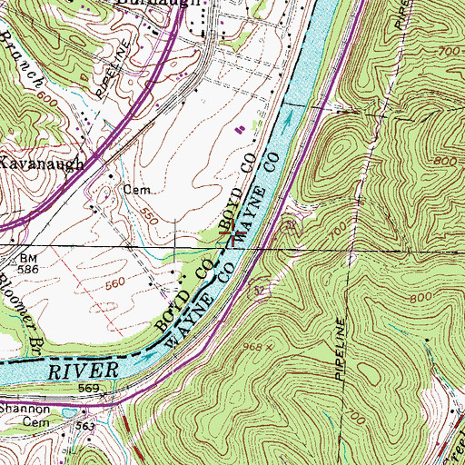 Topographic Map of Prichard Branch, KY