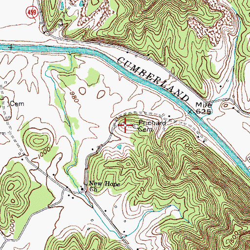Topographic Map of Prichard Cemetery, KY