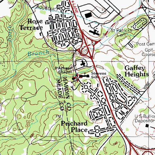 Topographic Map of Prichard Chapel, KY