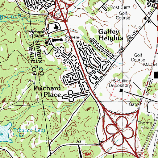 Topographic Map of Prichard Place, KY