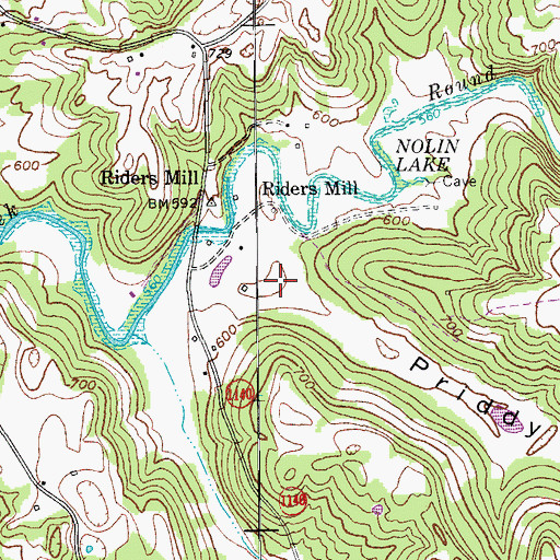 Topographic Map of Priddy Hollow, KY