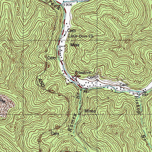 Topographic Map of Primitive Church, KY
