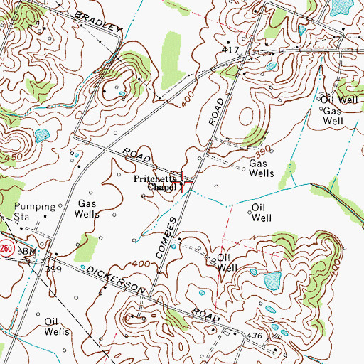 Topographic Map of Pritchetts Chapel, KY