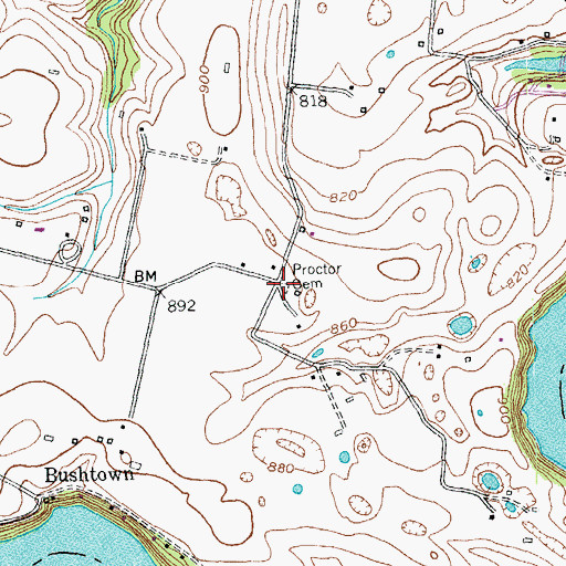 Topographic Map of Proctor Cemetery, KY