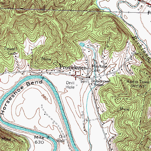 Topographic Map of Providence, KY
