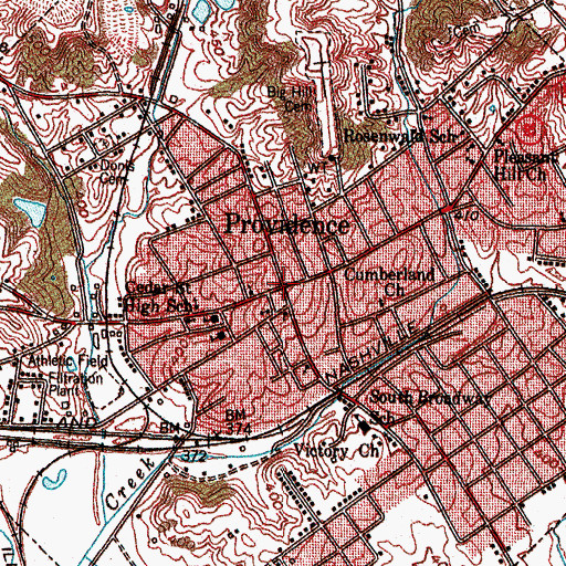 Topographic Map of Providence, KY