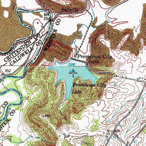 Topographic Map of Providence City Lake, KY