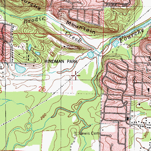Topographic Map of Hindman Park, AR