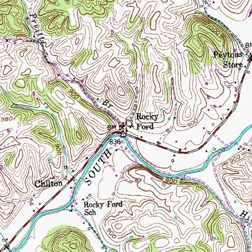 Topographic Map of Pruitt Branch, KY