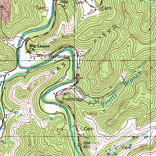 Topographic Map of Pruitt Branch, KY