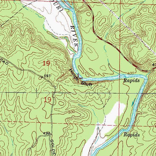 Topographic Map of Hinds Bluff, AR