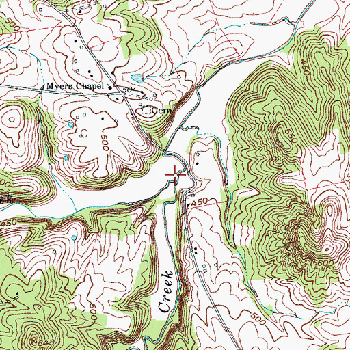 Topographic Map of Pryor Creek, KY
