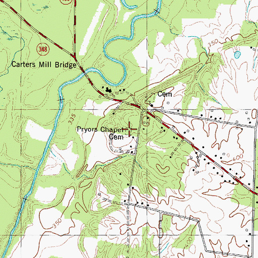 Topographic Map of Pryors Chapel Cemetery, KY