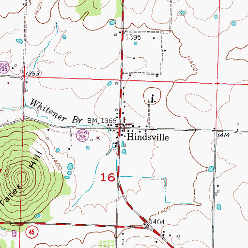 Topographic Map of Hindsville, AR