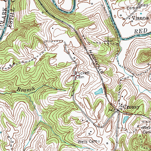 Topographic Map of Puckett Cemetery, KY