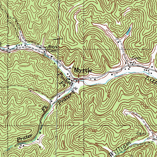 Topographic Map of Puckett Fork, KY