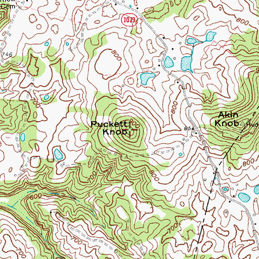 Topographic Map of Puckett Knob, KY