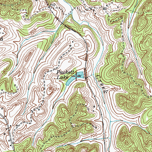 Topographic Map of Puckett Lake, KY