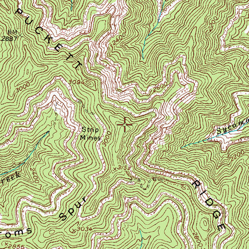 Topographic Map of Puckett Ridge, KY