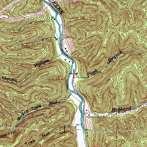 Topographic Map of Pugh Branch, KY