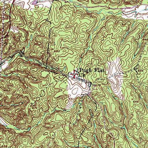 Topographic Map of Pugh Flat Baptist Church, KY