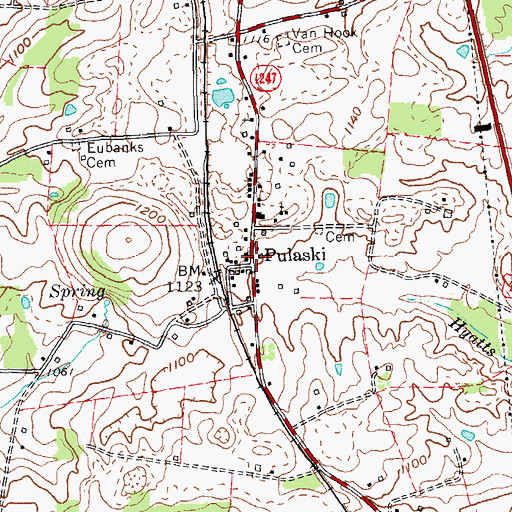 Topographic Map of Pulaski, KY