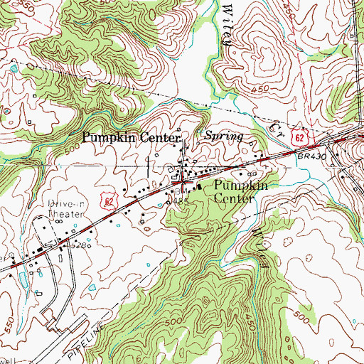 Topographic Map of Pumpkin Center, KY