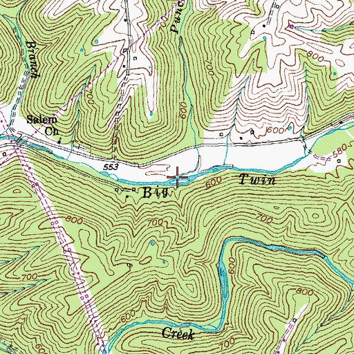 Topographic Map of Punchen Camp Branch, KY