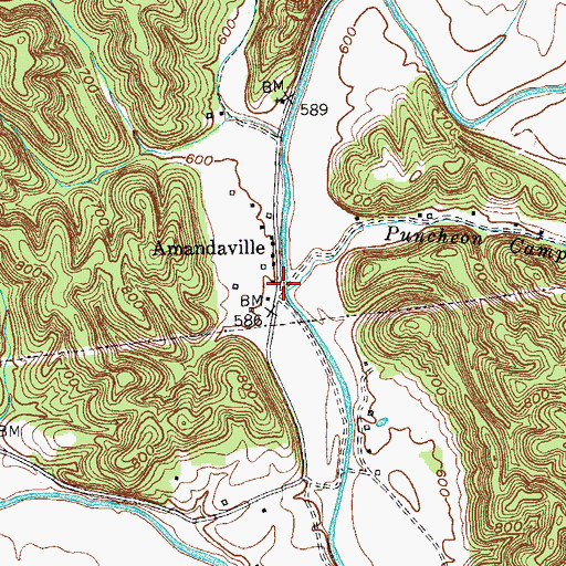 Topographic Map of Puncheon Camp Creek, KY