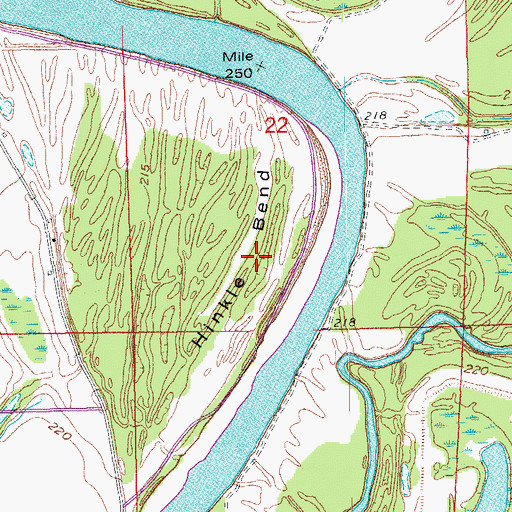 Topographic Map of Hinkle Bend, AR