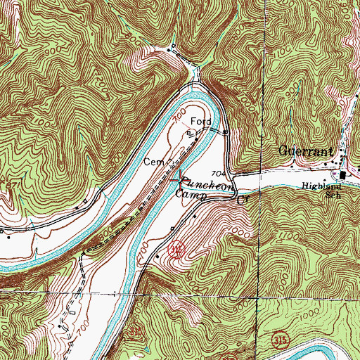 Topographic Map of Puncheon Camp Creek, KY