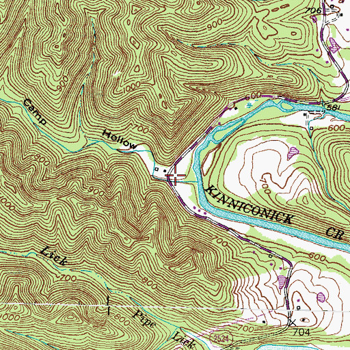 Topographic Map of Puncheon Camp Hollow, KY