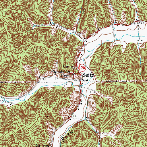 Topographic Map of Puncheon Cemetery, KY