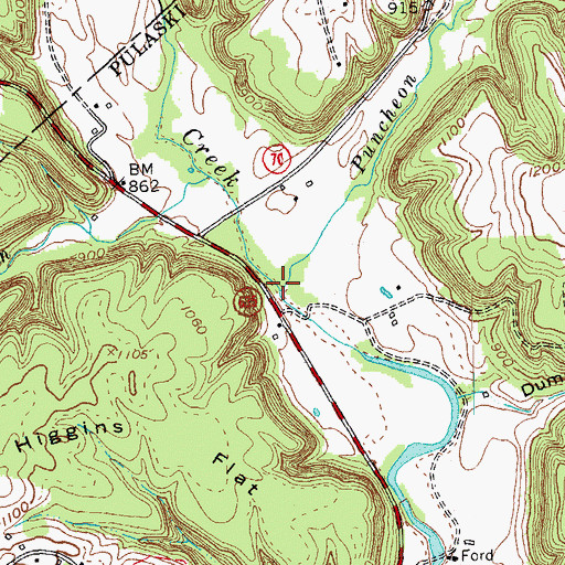 Topographic Map of Puncheon Creek, KY