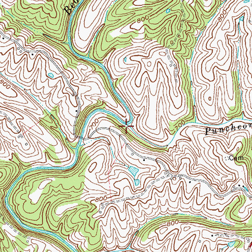 Topographic Map of Puncheon Creek, KY