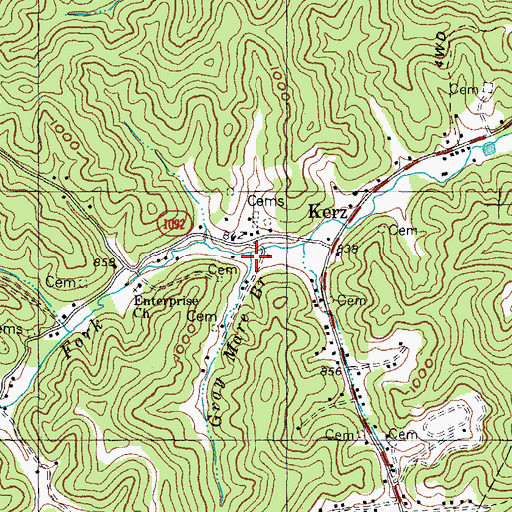 Topographic Map of Puncheon Fork, KY