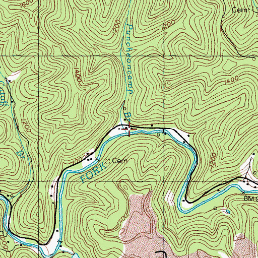Topographic Map of Puncheoncamp Branch, KY