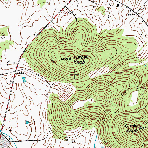 Topographic Map of Purcell Knob, KY