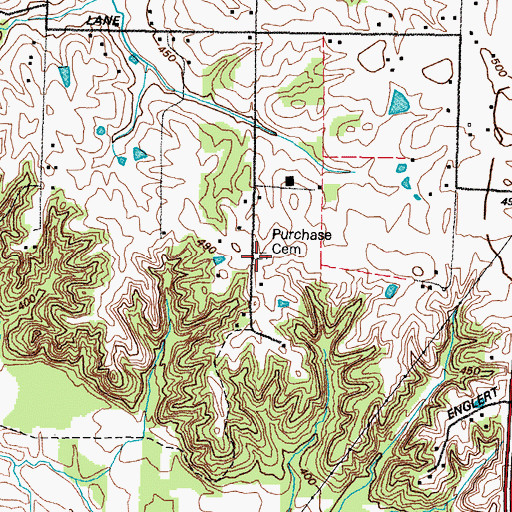 Topographic Map of Purchase Cemetery, KY